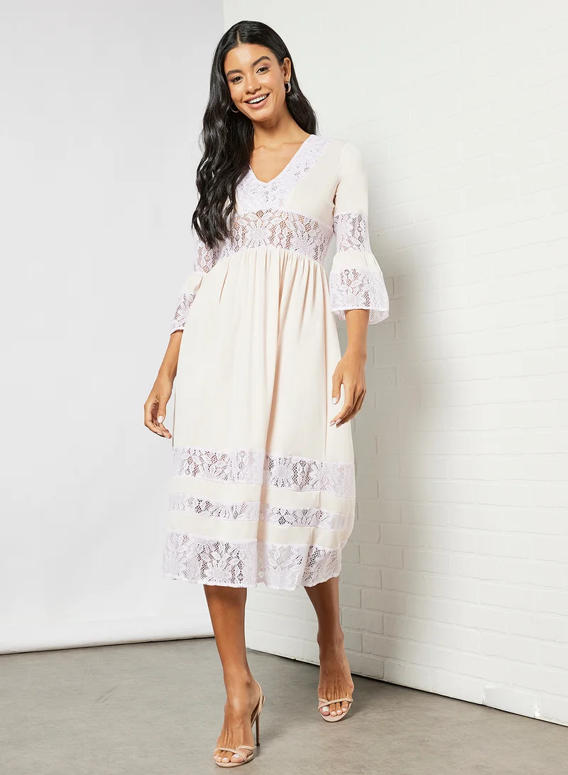 SIVVI for HANIYA Lace Panelled Dress Pink