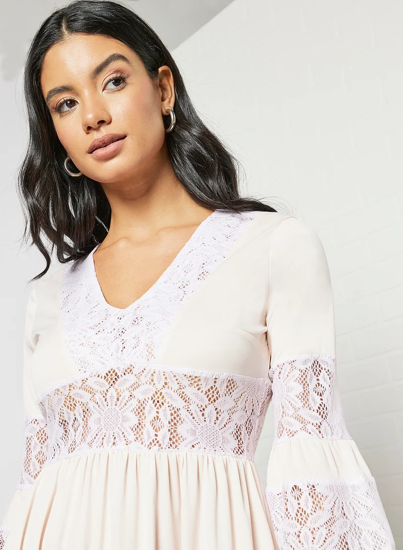SIVVI for HANIYA Lace Panelled Dress Pink