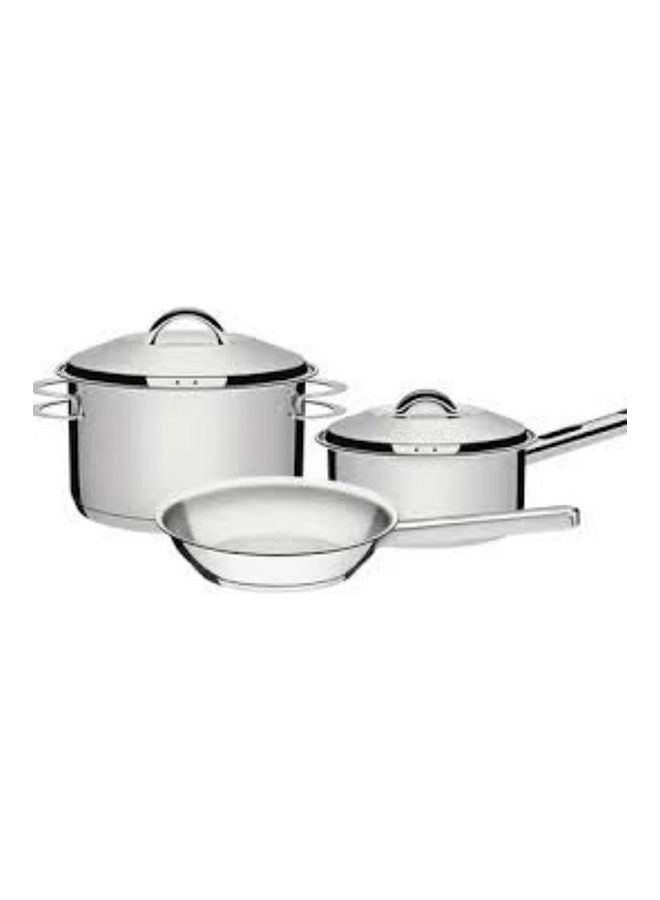 TRAMONTINA Solar 3-Piece Set 20 Deep Pot + 16 Casserole + Bowl Silver 20cm 