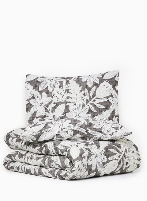 Comforter Set With Pillow Cover, Comforter For King/Super King Size Mattress - 100% Cotton Delray Percale - Sleep Well Lightweight And Warm Bed Linen Charcoal 260x240+Pillow Cover 50x75cm