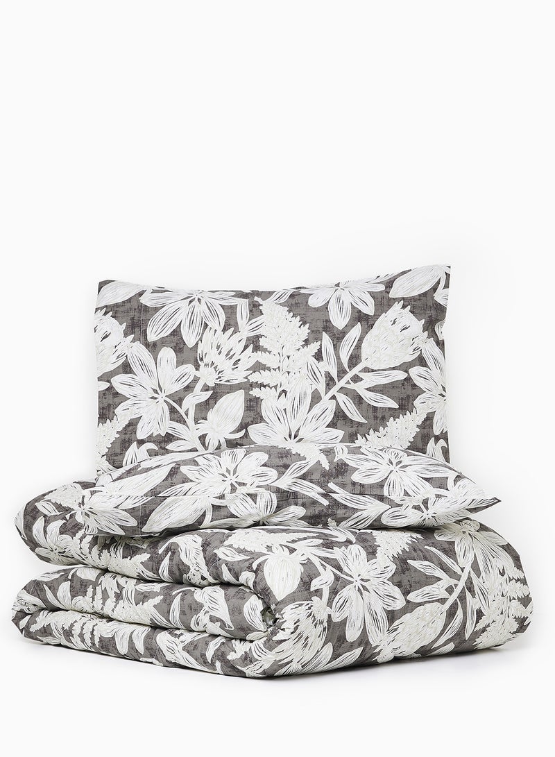 Noon East - Comforter Set With Pillow Cover, Comforter For King/Super King Size Mattress - 100% Cotton Delray Percale - Sleep Well Lightweight And Warm Bed Linen Charcoal 260x240+Pillow Cover 50x75cm - Image 1