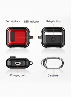 FITME Full-Body  Protective Cover For Apple AirPods 3 Black/Red  - Image 3