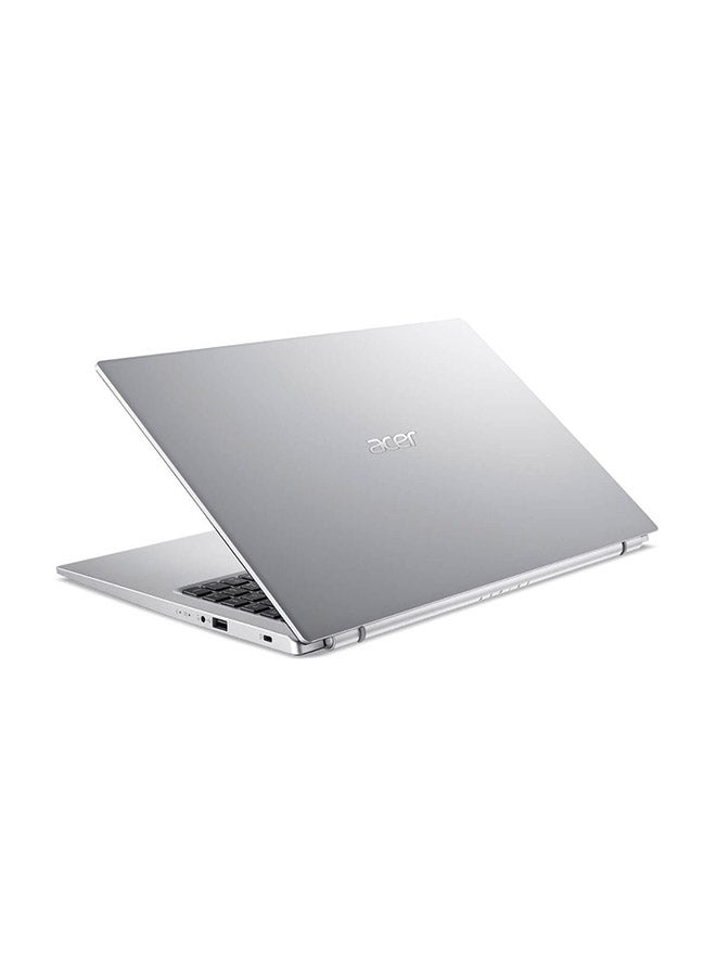 أيسر - كمبيوتر محمول أسباير 3 A315 بشاشة FHD مقاس 15.6 بوصة ومعالج Core i3 وذاكرة وصول عشوائي سعة 4 جيجابايت ومحرك أقراص صلبة سعة 1 تيرابايت وDOS (بدون نظام التشغيل Windows) وبطاقة NVIDIA GeForce MX350 سعة 2 جيجابايت والإنجليزية/العربية فضي نقي الإنجليزية/العربية فضي نقي - Image 1