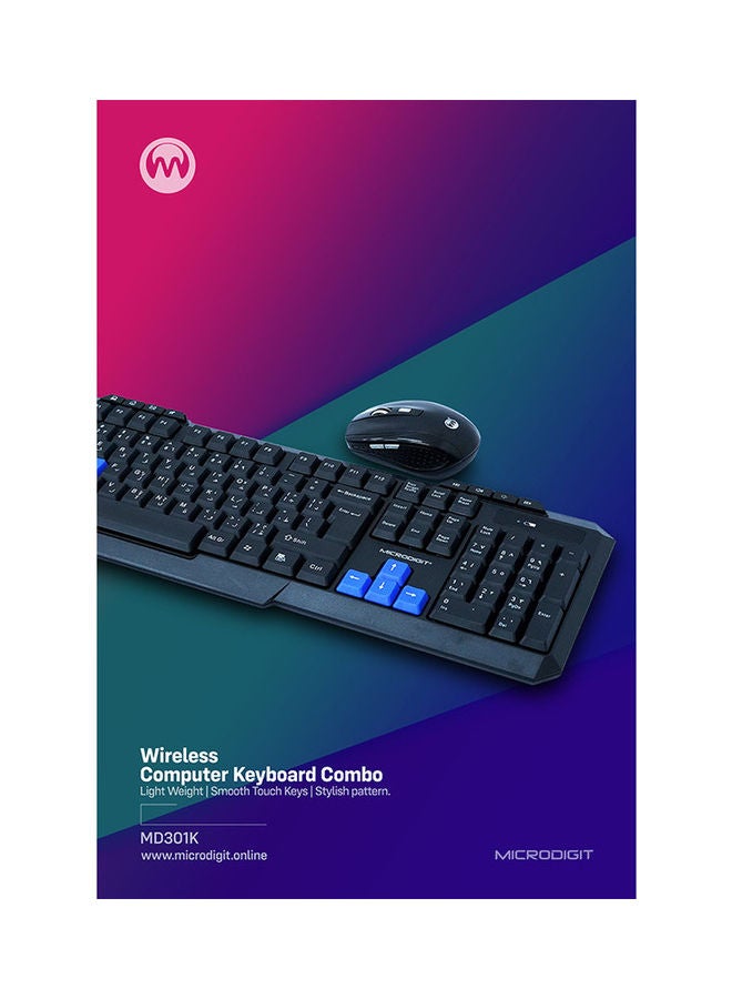 Microdigit - Wireless Computer Keyboard And Mouse Combo Set Black - Image 1