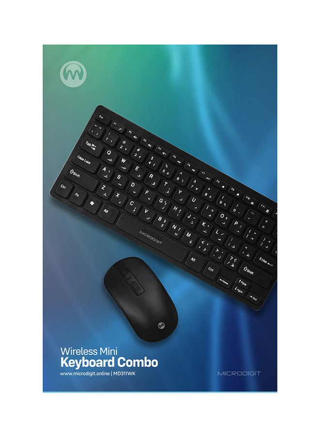 Microdigit - Wireless Mini Keyboard and Mouse Combo Black - Image 1