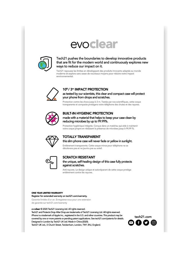 tech21 - Evo Clear Protective Cover For Apple iPhone 12 Pro Max Clear - Image 1
