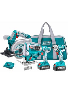 TOTAL Li-Ion Cordless 4Pcs Combo Kit 20V 4Ah Green  - Image 1