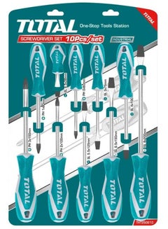TOTAL 10 Pcs Screwdriver Set - Chrome Vanadium Green  - Image 1