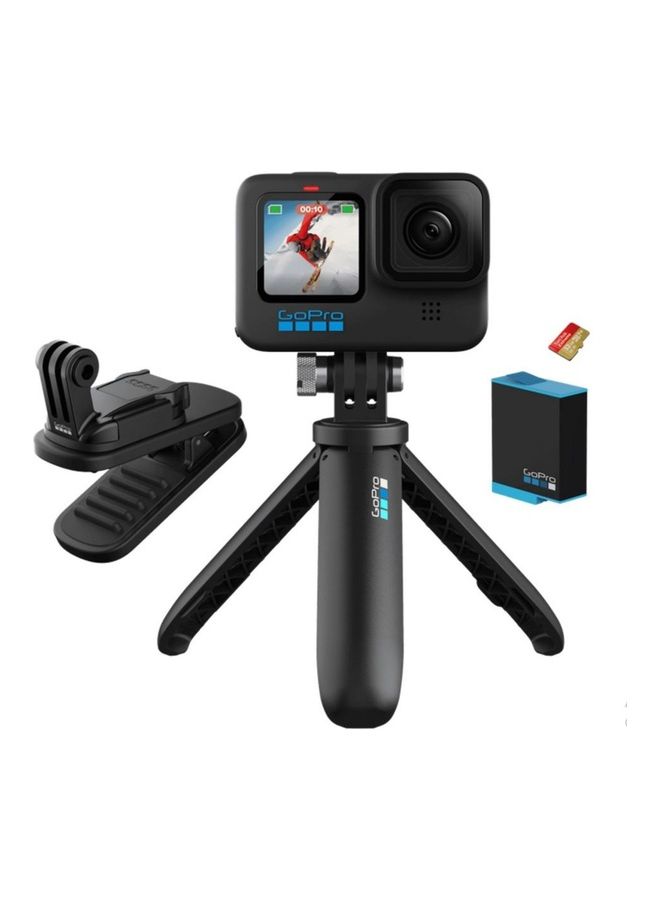 GoPro HERO10 Bundle - HERO10 Black Action Camera + Magnetic Swivel Clip + Battery + Shorty + 32GB + Case - Image 1