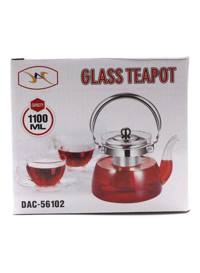 Dac Glass Teapot With Stainless Steel Filter Clear 1100ml  - Image 4
