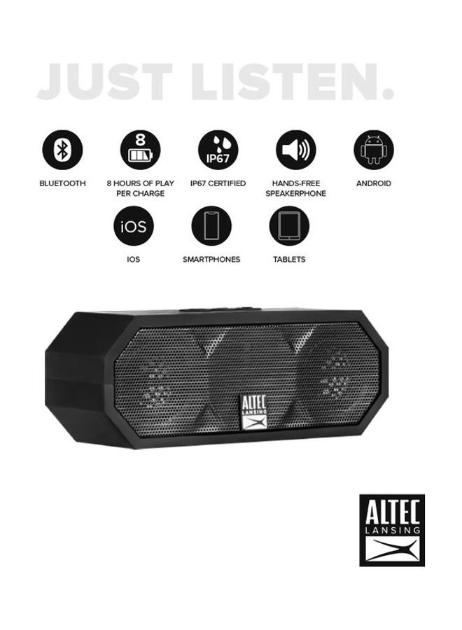 Altec Lansing Jacket H2O Rugged Bluetooth Speaker Black  - Image 2