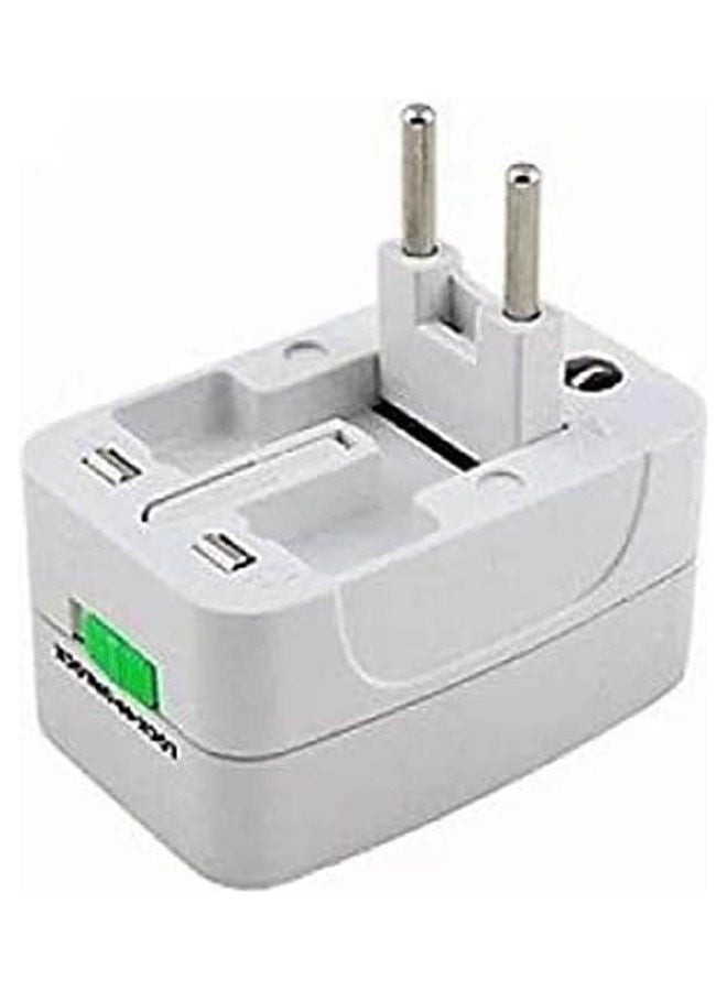 All-In-One International Travel Power Charger Universal Adapter Plug White