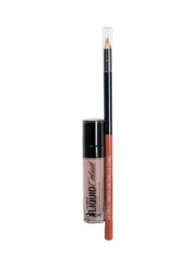 Wet N Wild - Matte Liquid Lipstick With Lip Liner Nudie/Willow - Image 1