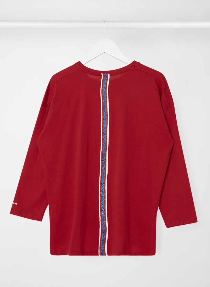 بيبي جينز لندن Girls Suzanne Rhinestone Logo T-Shirt Red