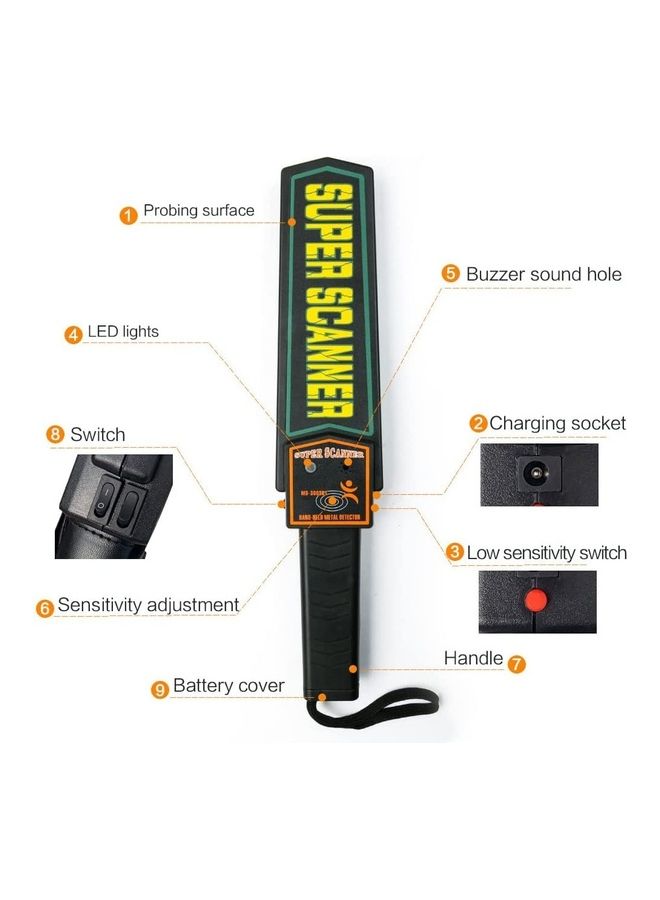 كروني High Sensitivity Special Security Inspection Handheld Metal Detector Black  - Image 2