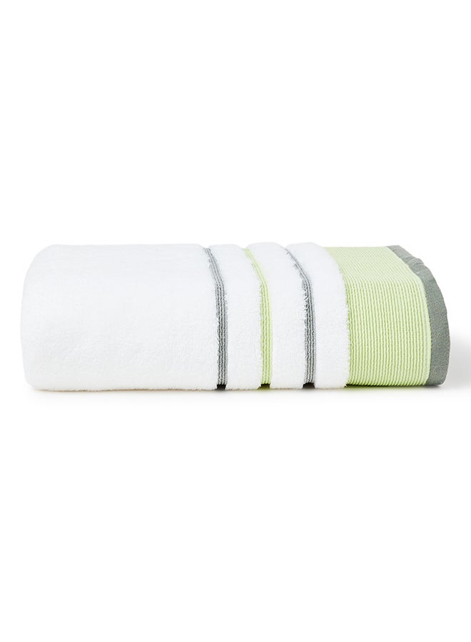 White Rose Towel Cozy Style Zero Twist Bath  White/Green 80x160cm White/Green 80x160cm  - Image 1