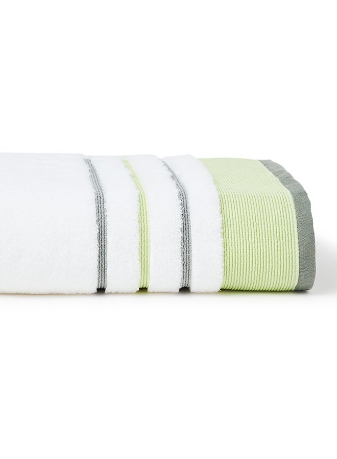 White Rose Towel Cozy Style Zero Twist Bath  White/Green 80x160cm White/Green 80x160cm  - Image 3