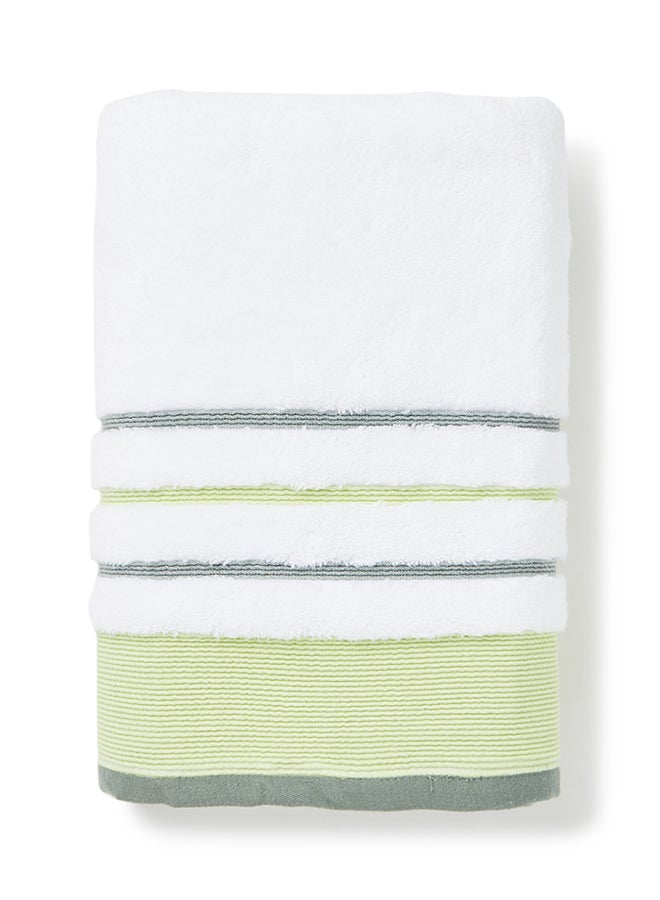 White Rose Towel Cozy Style Zero Twist Bath  White/Green 80x160cm White/Green 80x160cm  - Image 2