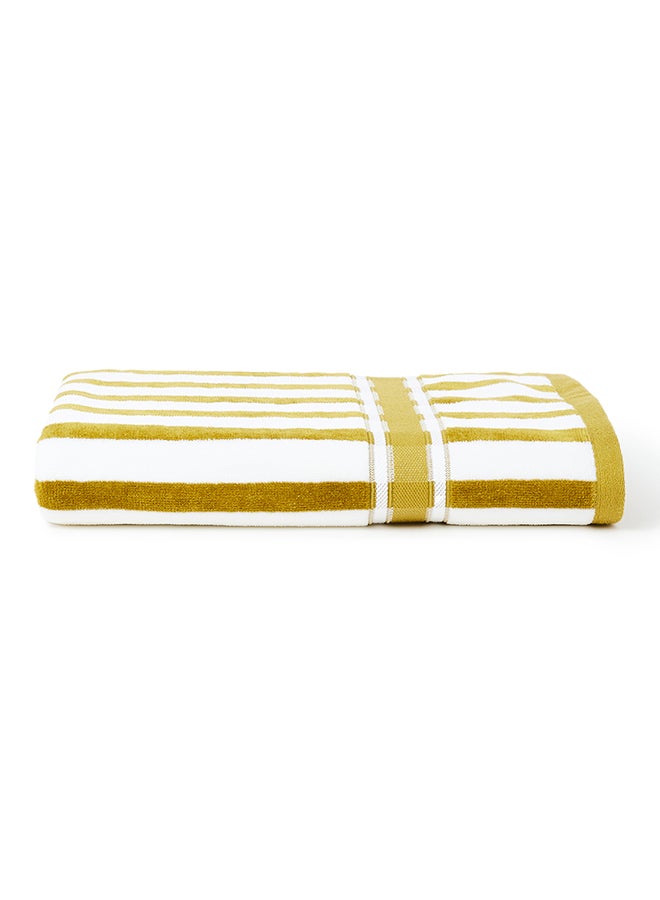 White Rose 100% Cotton Yarn Dyed Stripe Luxury 500 Gsm His And Her Super Cool Bath Sheet Yellow/White 80x160cm  - Image 1