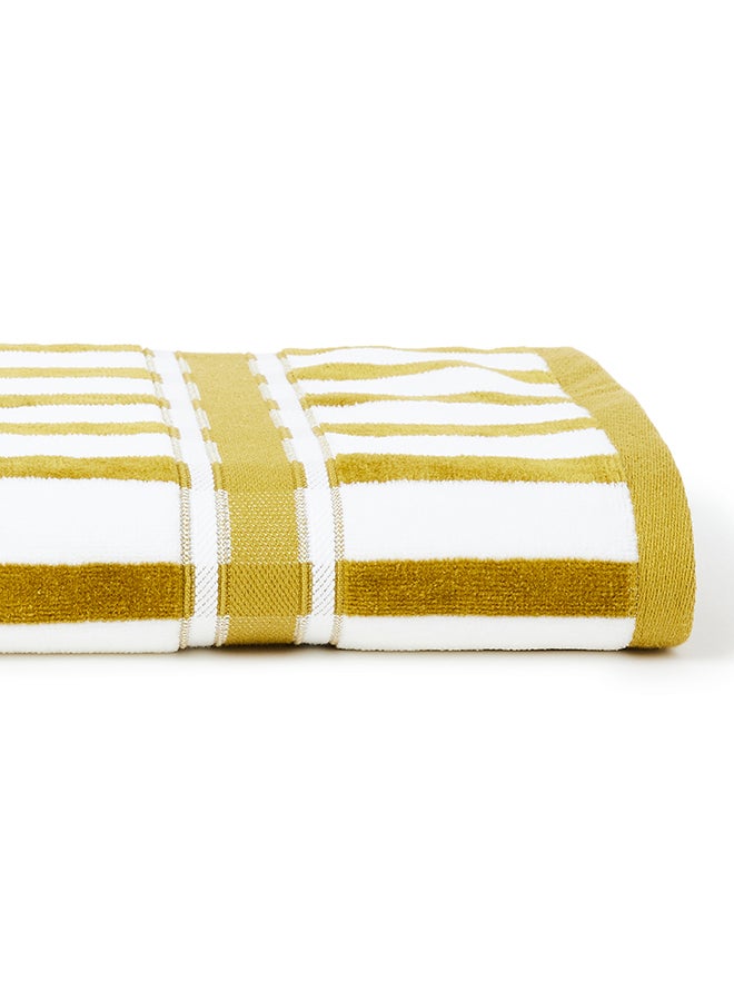 White Rose 100% Cotton Yarn Dyed Stripe Luxury 500 Gsm His And Her Super Cool Bath Sheet Yellow/White 80x160cm  - Image 3