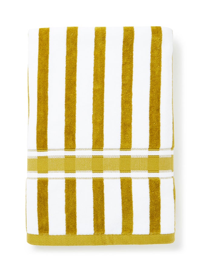 White Rose 100% Cotton Yarn Dyed Stripe Luxury 500 Gsm His And Her Super Cool Bath Sheet Yellow/White 80x160cm  - Image 2