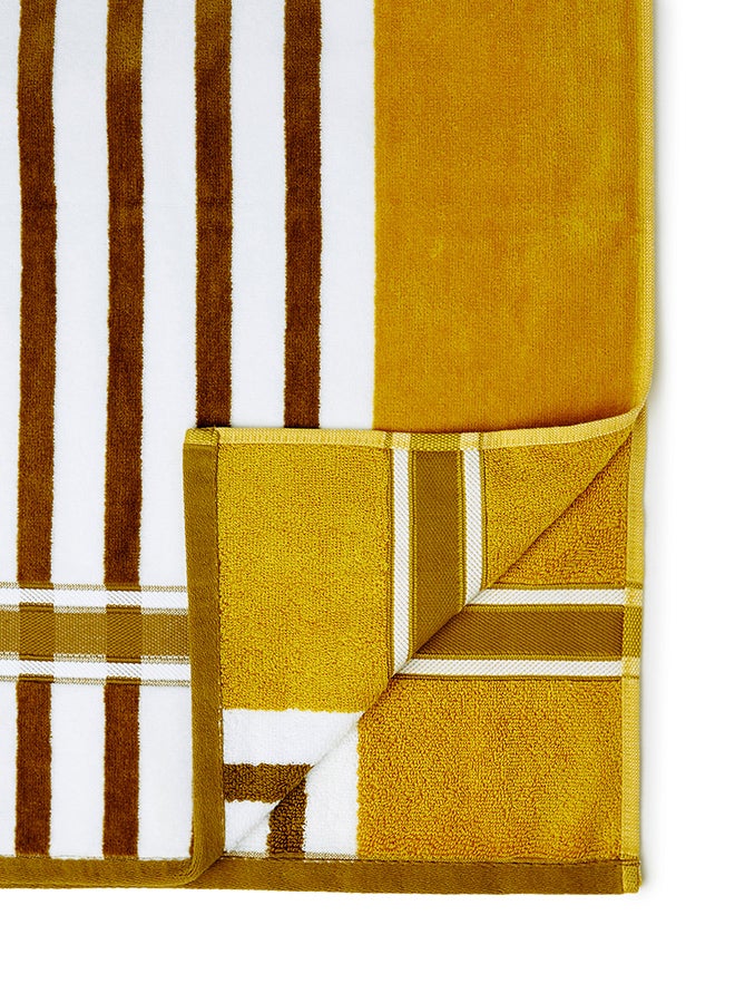 White Rose 100% Cotton Yarn Dyed Stripe Luxury 500 Gsm His And Her Super Cool Bath Sheet Yellow/White 80x160cm  - Image 4