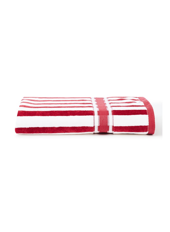 White Rose 100% Cotton Yarn Dyed Stripe Luxury 500 Gsm His And Her Super Cool Bath Sheet Red/White 80x160cm  - Image 1
