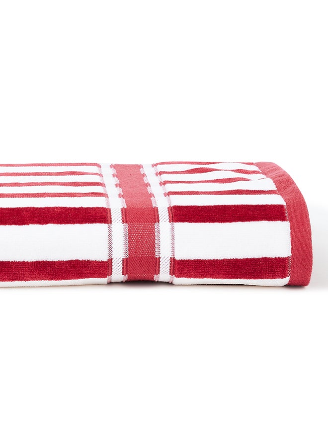 White Rose 100% Cotton Yarn Dyed Stripe Luxury 500 Gsm His And Her Super Cool Bath Sheet Red/White 80x160cm  - Image 3