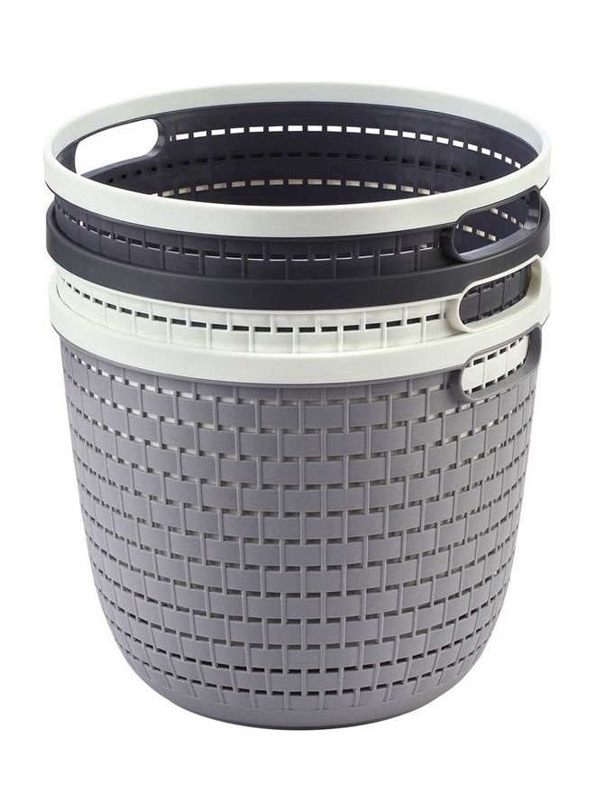 3-Piece Elegant Round Storage Basket Set White/Grey 31x31x26.5cm - v1644916153/N52605128A_2