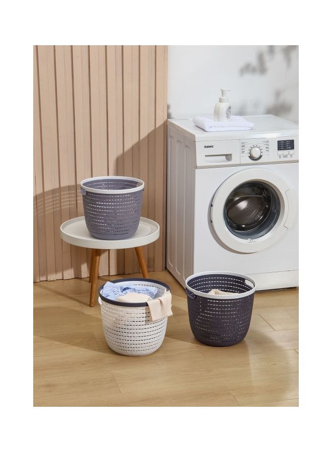 3-Piece Elegant Round Storage Basket Set White/Grey 31x31x26.5cm - v1644916153/N52605128A_5