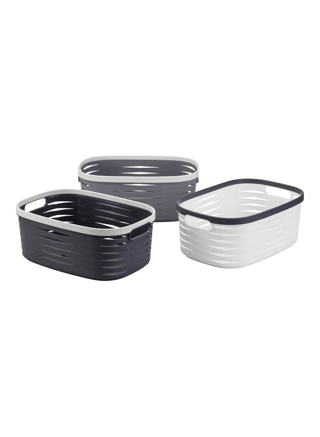 LAWAZIM 3-Piece Elegant Storage Basket Set White/Grey 37x25.5x15cm  - Image 1