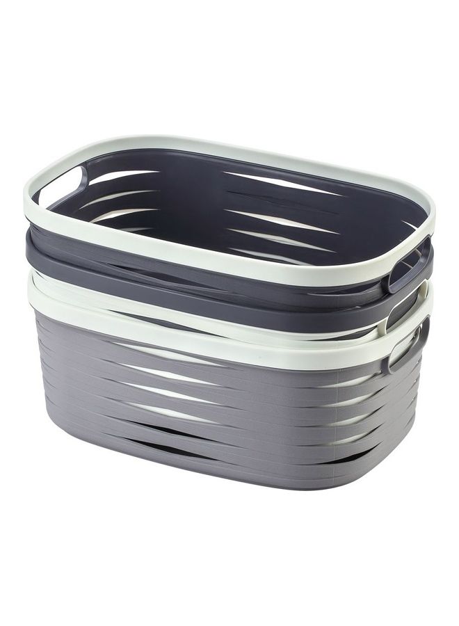 LAWAZIM 3-Piece Elegant Storage Basket Set White/Grey 37x25.5x15cm  - Image 4