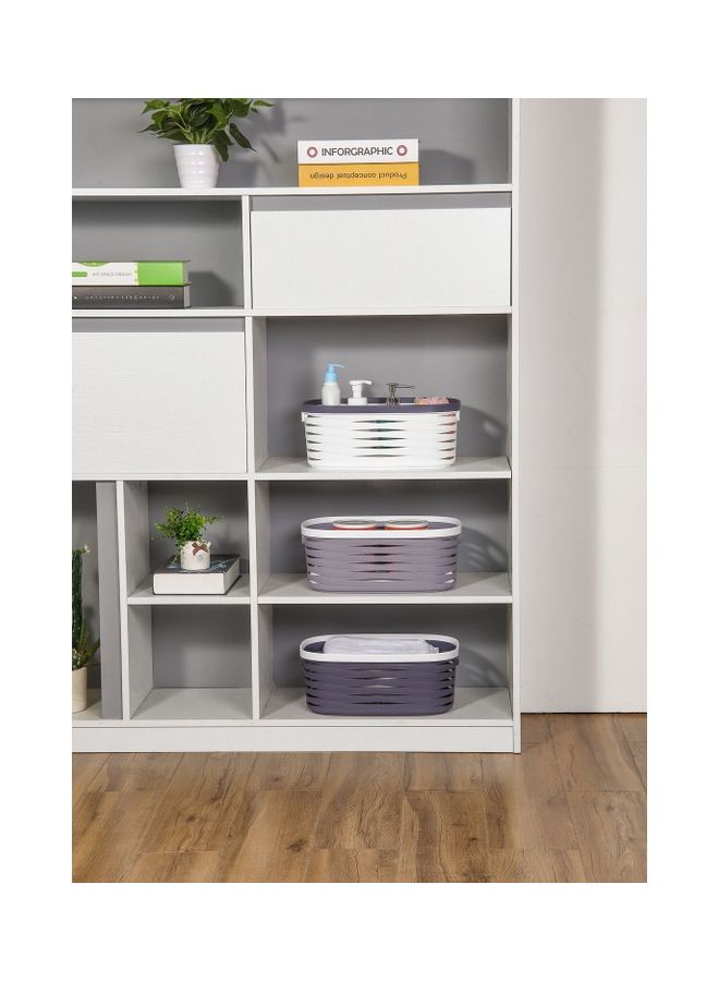 LAWAZIM 3-Piece Elegant Storage Basket Set White/Grey 37x25.5x15cm  - Image 5