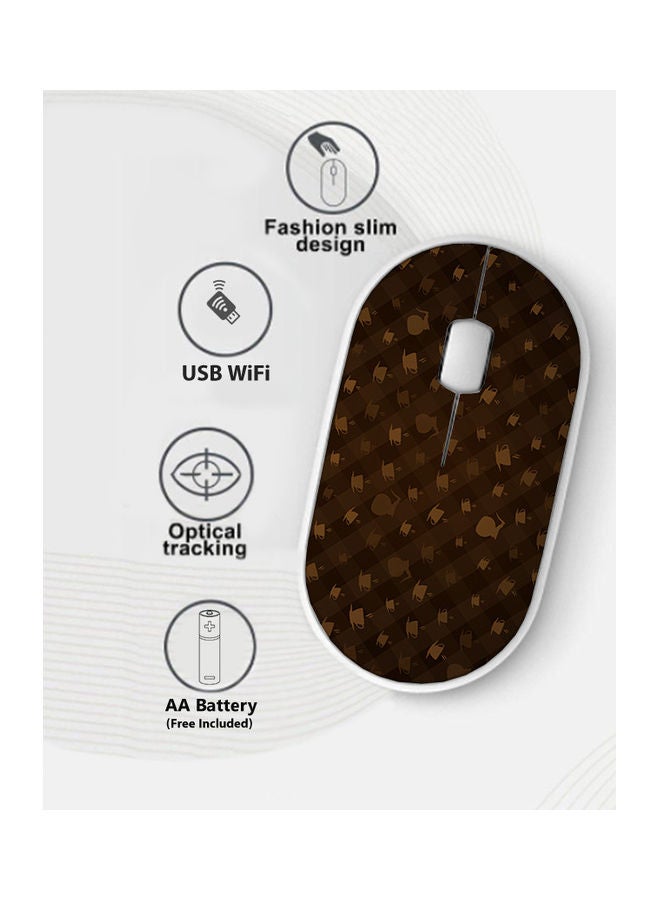 Okteq Coffee Mugs Pattern Wireless Mouse Brown  - Image 2