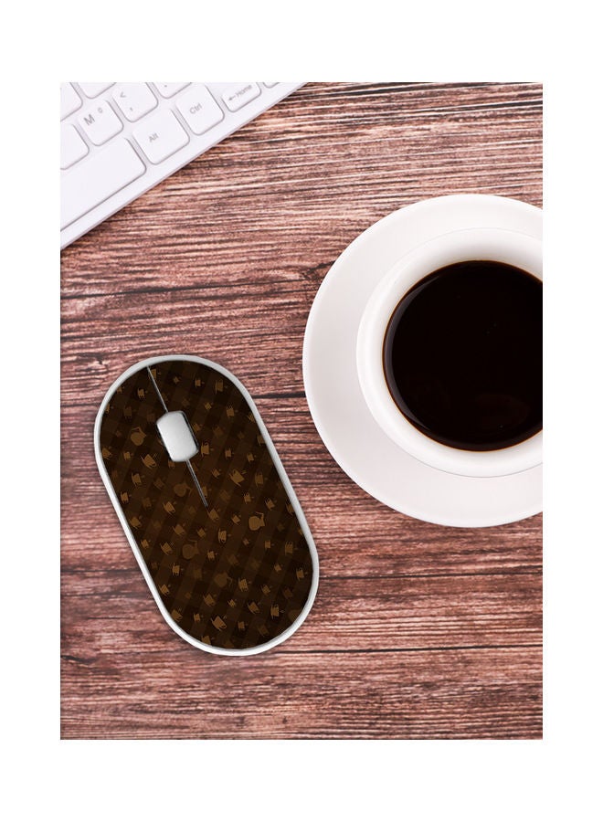 Okteq Coffee Mugs Pattern Wireless Mouse Brown  - Image 4