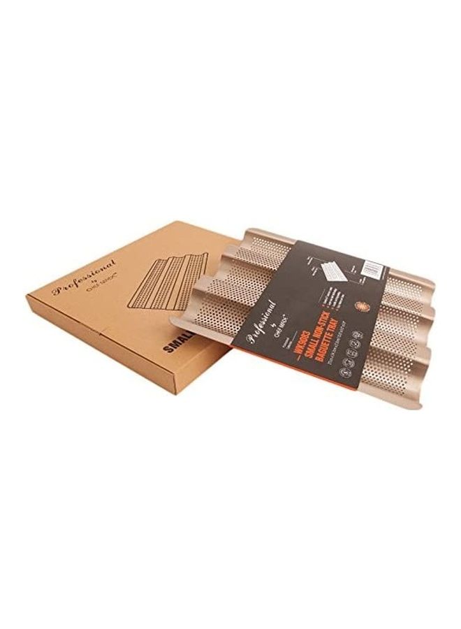 chefmade 3 Waves Non-Stick Pastry And French Baguette Baking Tray Champagne Gold 270mm - Image 2