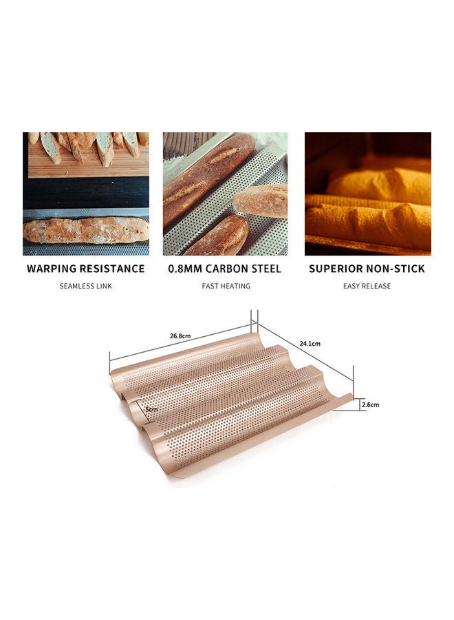 chefmade 3 Waves Non-Stick Pastry And French Baguette Baking Tray Champagne Gold 270mm - Image 4