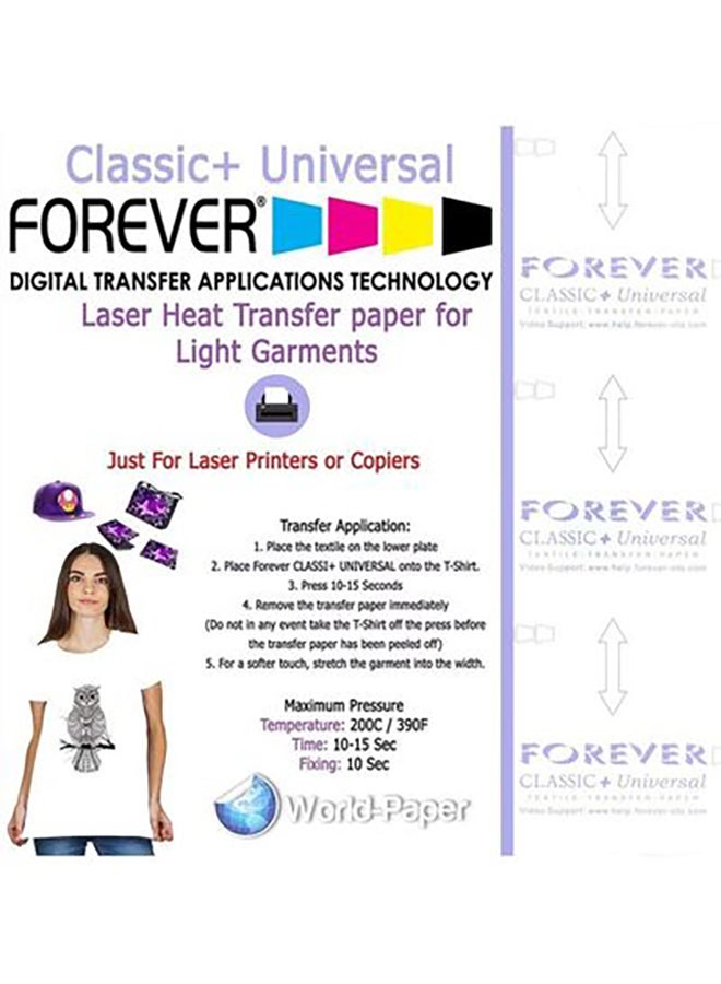 Forever 100 Sheets Packet Of Heat Transfer Paper For Light Coloured Garments A4 - Image 3