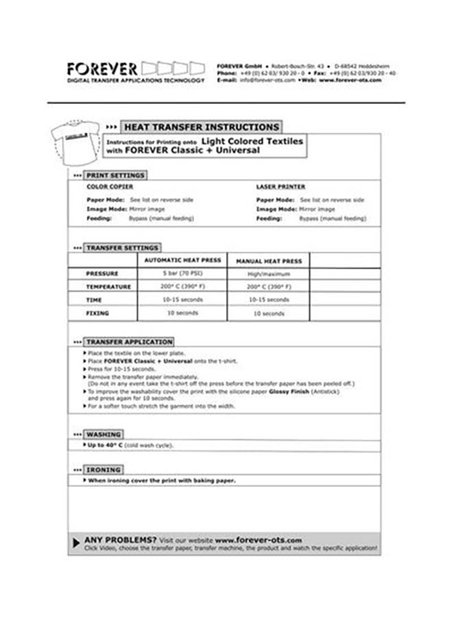 Forever 100 Sheets Packet Of Heat Transfer Paper For Light Coloured Garments A4 - Image 4