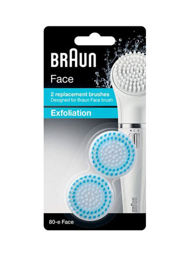 Face Pack of 2 Replacement Brushes, Facial Cleansing Brush for Cleaning Pore Deep, Suitable For Dry and Sensitive Skin, 80-E White