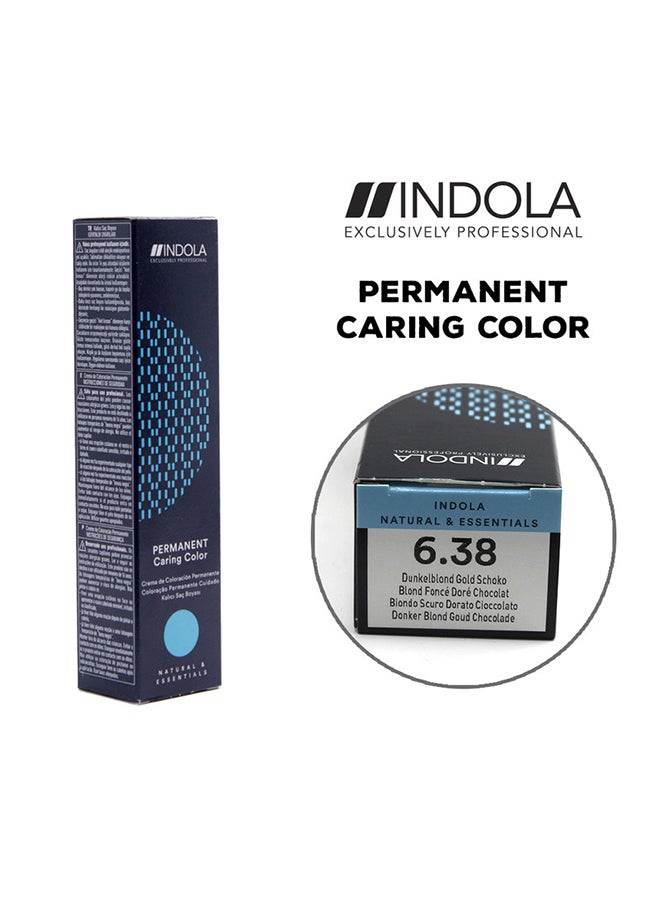 INDOLA Permanent Caring Color 6.38 Dark Blonde Gold Chocolate 60ml - Image 1