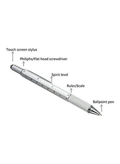 Beauenty 6 In 1 Metal Multi-Purpose Engineer Smart Pen With Touch Screen Stylus Scale Ruler Spirit Leveler Screwdriver And Ball Silver  - Image 2