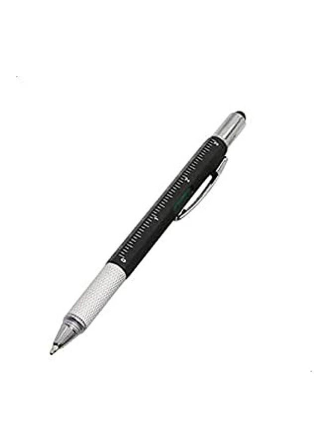6 In 1 Multitasking Pen With RulerLevel Gauge Ballpoint Pen Stylus And Screw Drivers Black