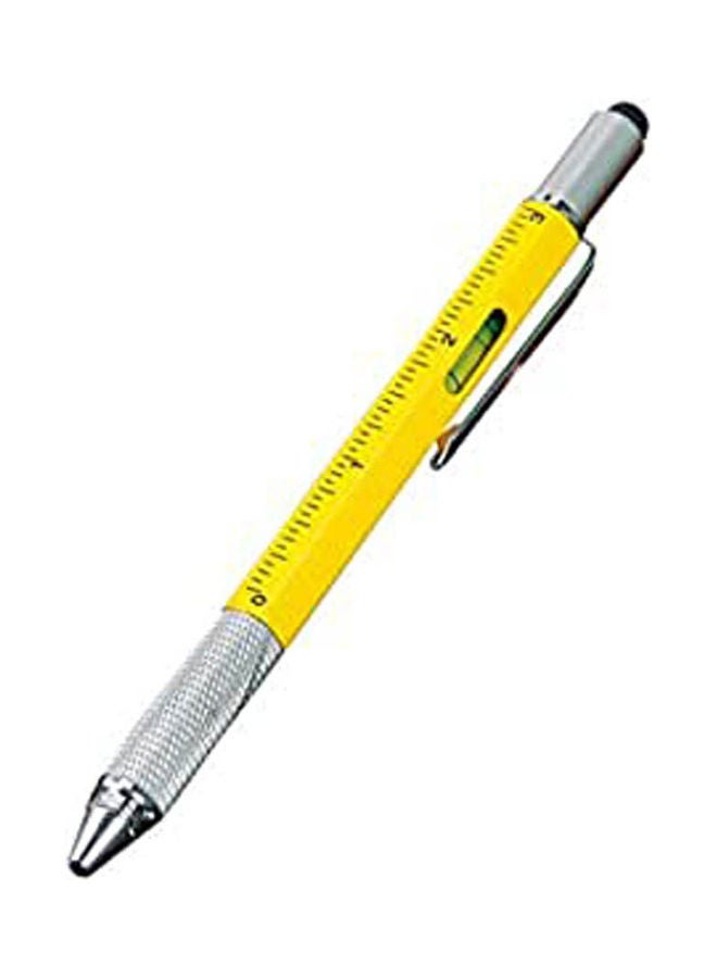 6In1 Multitasking Ballpoint Pen With Ruler Levelgauge Ballpoint Pen Stylus And Screw Driver Yellow