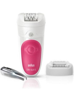 Silk-Épil 5 Sensosmart 5/500 Wet & Dry Epilator With 2 Extras Incl. Massage Cap. Pink