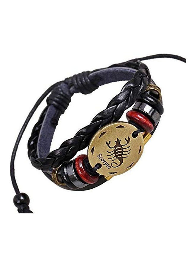 OZY Silver Retro Punk Bronze The Scorpion Bracelet Multilayer Leather Woven Beaded Constellation Wrist Jewelry - Image 1
