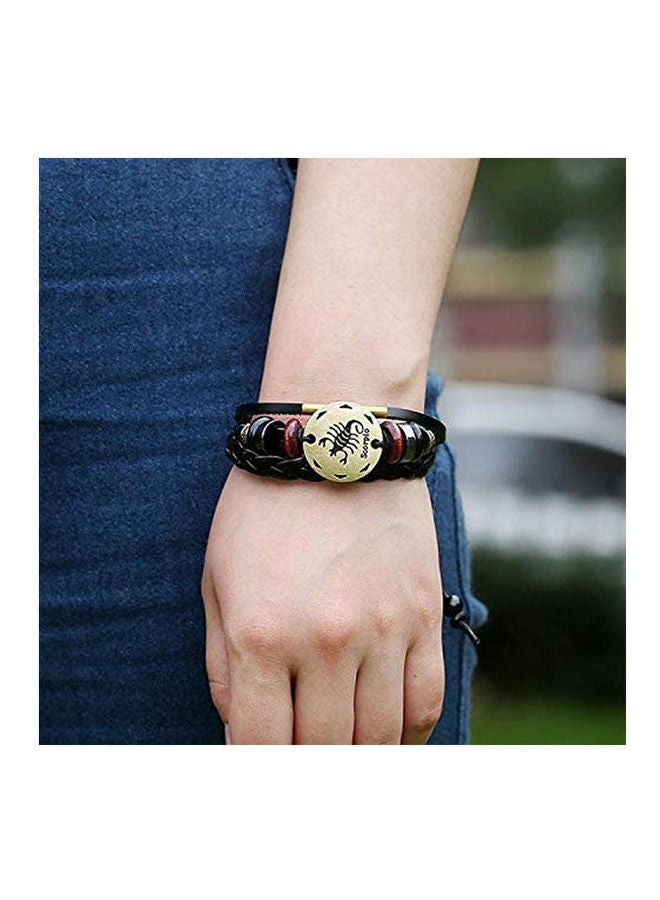 OZY Silver Retro Punk Bronze The Scorpion Bracelet Multilayer Leather Woven Beaded Constellation Wrist Jewelry - Image 2