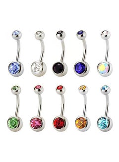 10 Pieces Navel Belly Button Ring Sparkly Crystals Body Jewelry Piercing Ring