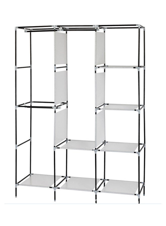 Sharpdo Non-Woven With Stainless Steel Frame Three Door Clothes Storage Wardrobe Black  - Image 2