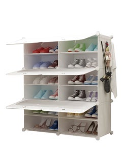 6-Layers 2 Rows Shoe Cabinet White